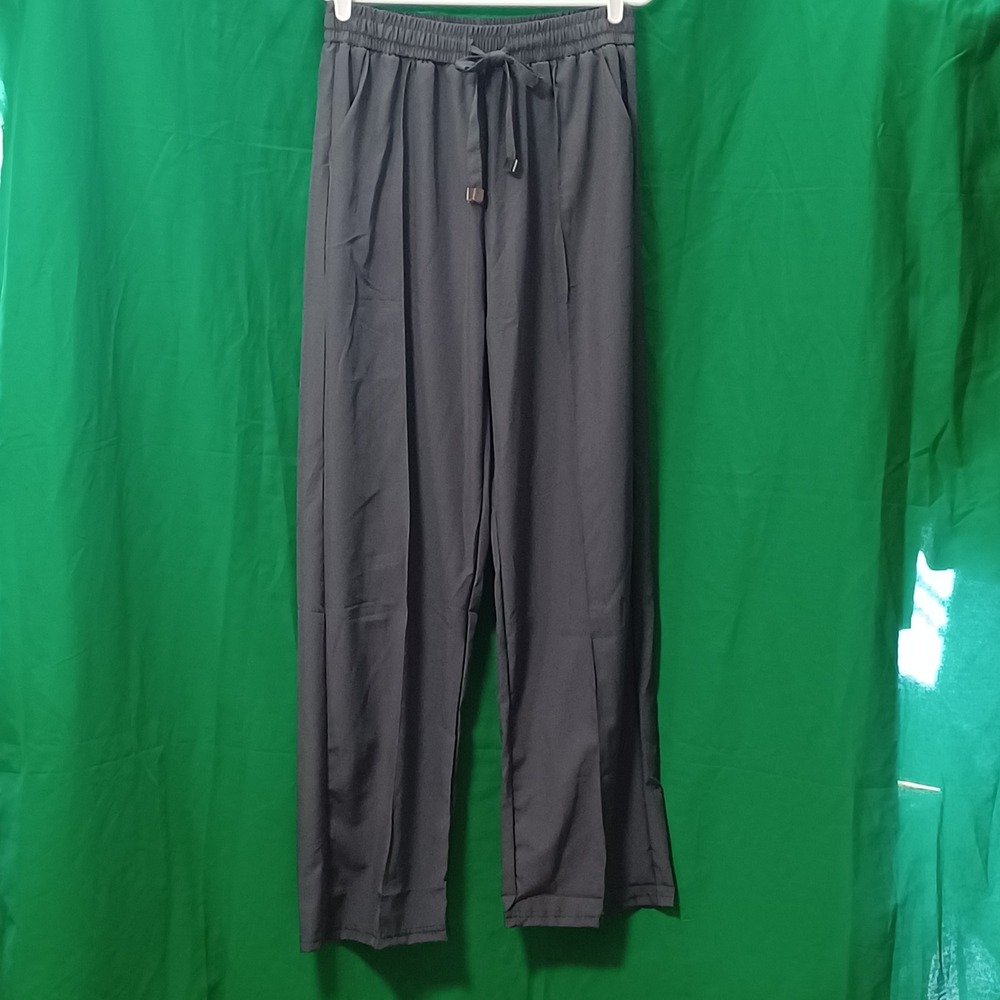 Unbranded Gray Wide Leg Drawstring Trousers Elastic Waist Size 2XL Charcoal